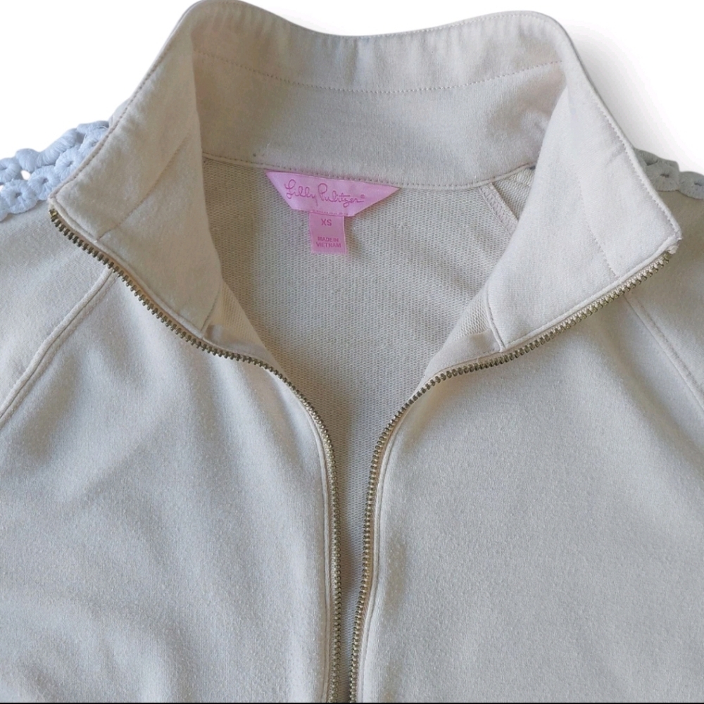 Lilly Pulitzer Skipper Pullover Top Size XS Open Knit Sleeve Heathered Sand Dune - Picture 7 of 16